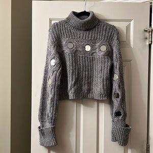 Staud mirrored Grey turtleneck sweater cotton and acrylic